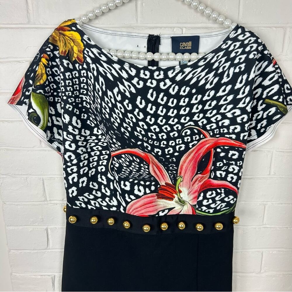 NWT Cavalli Class by Roberto Cavalli Printed Embellished Dress Size US 6 - Picture 5 of 14